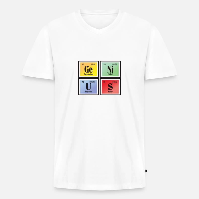 Genius | Periodensystem der Elemente - Männer Premium Bio T-Shirt mit V-Ausschnitt - Weiß