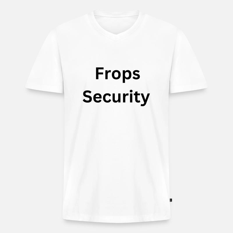 Frops Security - Männer Premium Bio T-Shirt mit V-Ausschnitt - Weiß