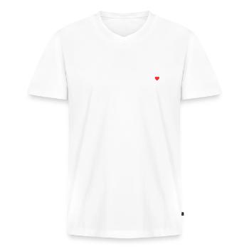 Trance - Männer Premium Bio T-Shirt mit V-Ausschnitt - Weiß - Vorne - Nico (187cm)