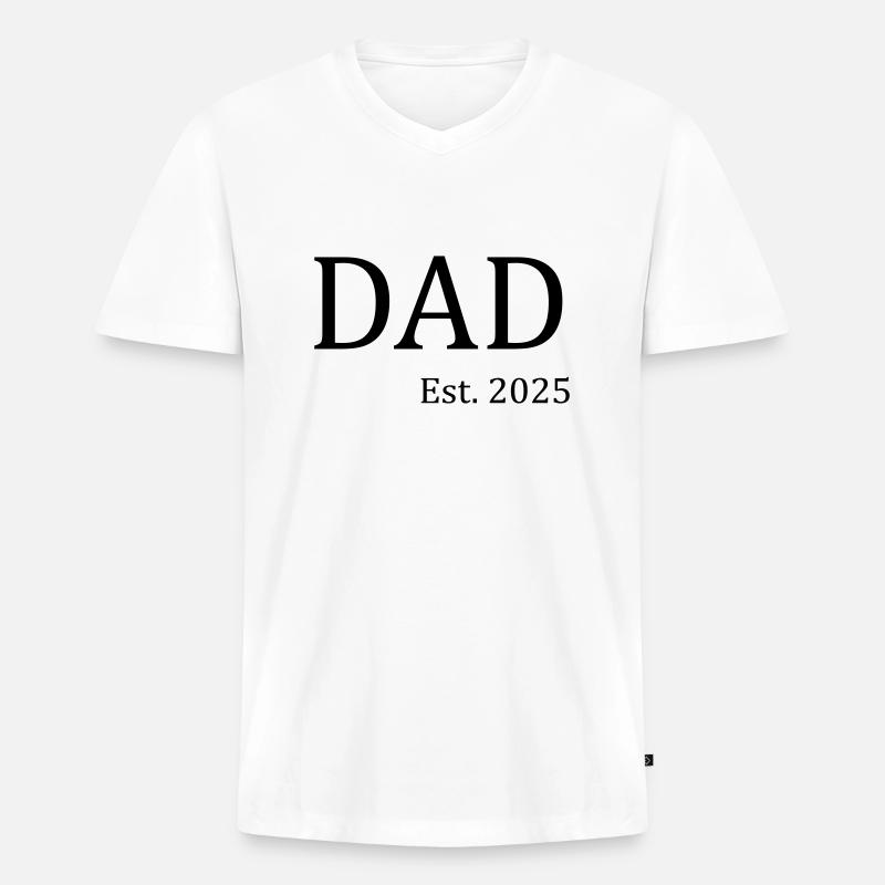 Dad Est 2025 - Männer Premium Bio T-Shirt mit V-Ausschnitt - Weiß
