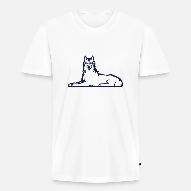 Ausgabe Tschetschenischer Wolf 2025 - Männer Premium Bio T-Shirt mit V-Ausschnitt - Weiß
