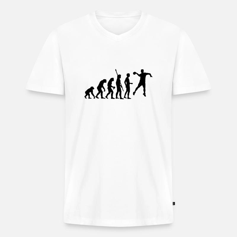evolution_handball_062011_a_1c - Männer Premium Bio T-Shirt mit V-Ausschnitt - Weiß