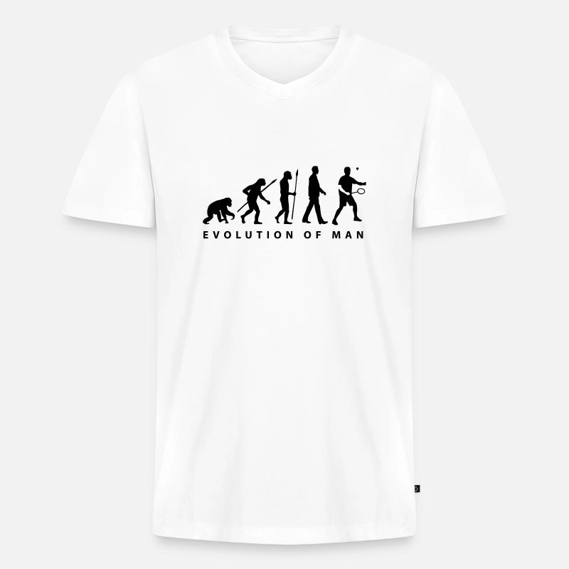 badminton_evolution_02__b_1c - Männer Premium Bio T-Shirt mit V-Ausschnitt - Weiß