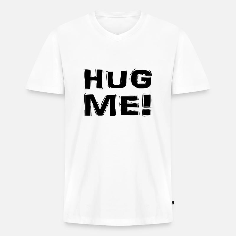 Hug me! - Männer Premium Bio T-Shirt mit V-Ausschnitt - Weiß