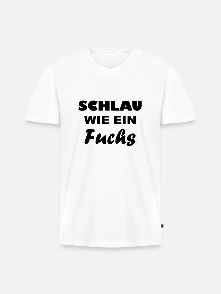 Schlau wie - ein Fuchs - Männer Premium Bio T-Shirt mit V-Ausschnitt - Weiß