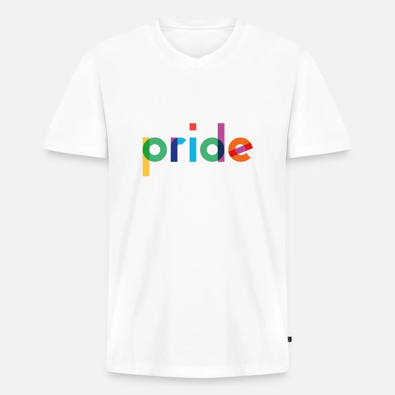 Pride - Rainbow Typography - Männer Premium Bio T-Shirt mit V-Ausschnitt - Weiß
