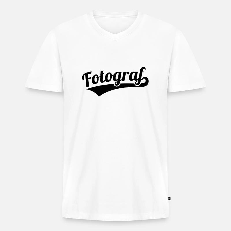 Fotograf - Männer Premium Bio T-Shirt mit V-Ausschnitt - Weiß