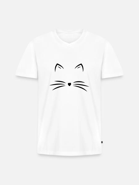 Katzen Mama - Cats T-Shirt - Männer Premium Bio T-Shirt mit V-Ausschnitt - Weiß