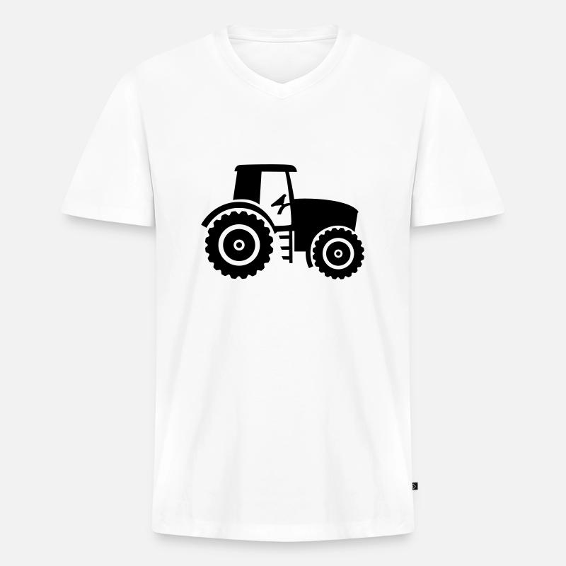Traktor - Männer Premium Bio T-Shirt mit V-Ausschnitt - Weiß