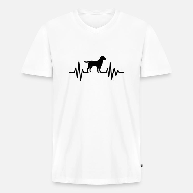Labrador - Männer Premium Bio T-Shirt mit V-Ausschnitt - Weiß