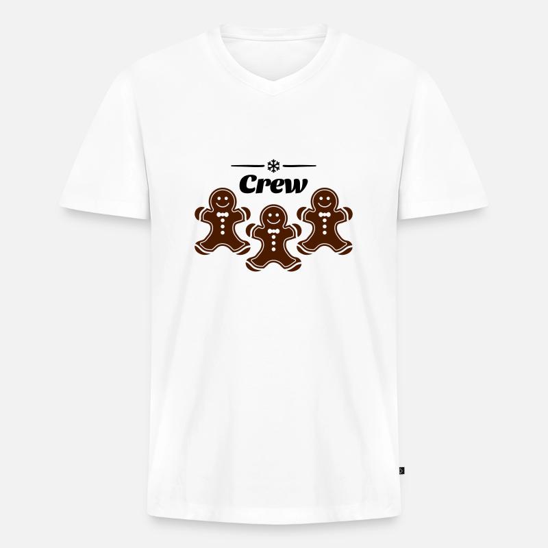 crew lebkuchenmann - Männer Premium Bio T-Shirt mit V-Ausschnitt - Weiß