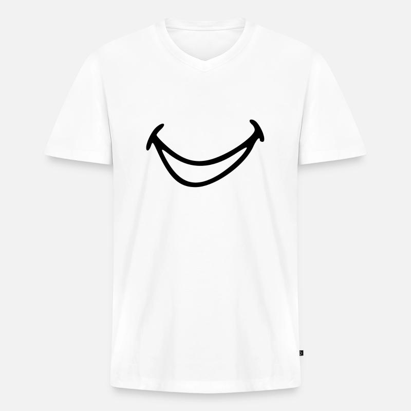 Lachender Mund. - Männer Premium Bio T-Shirt mit V-Ausschnitt - Weiß