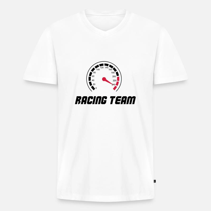 tacho racing team - Männer Premium Bio T-Shirt mit V-Ausschnitt - Weiß