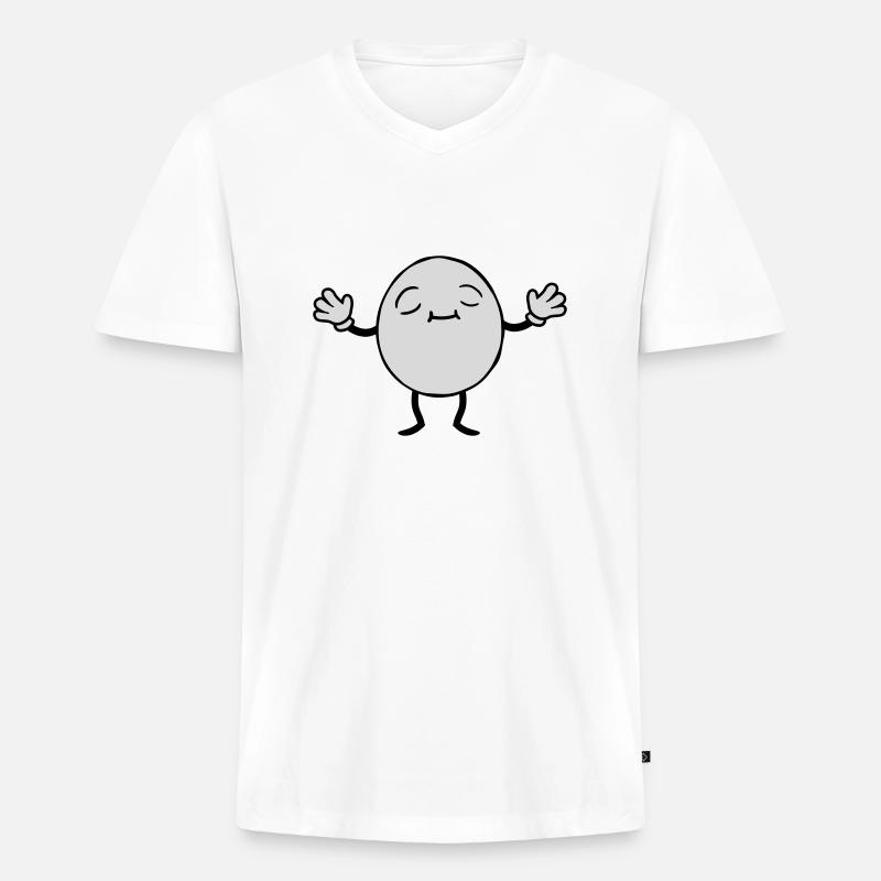 Ei Mann Design - Männer Premium Bio T-Shirt mit V-Ausschnitt - Weiß