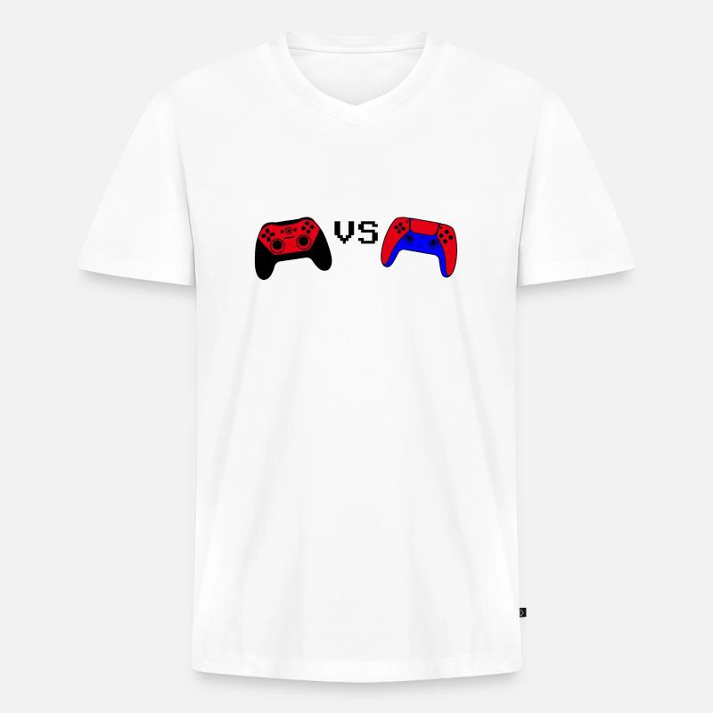 Controller VS - Männer Premium Bio T-Shirt mit V-Ausschnitt - Weiß