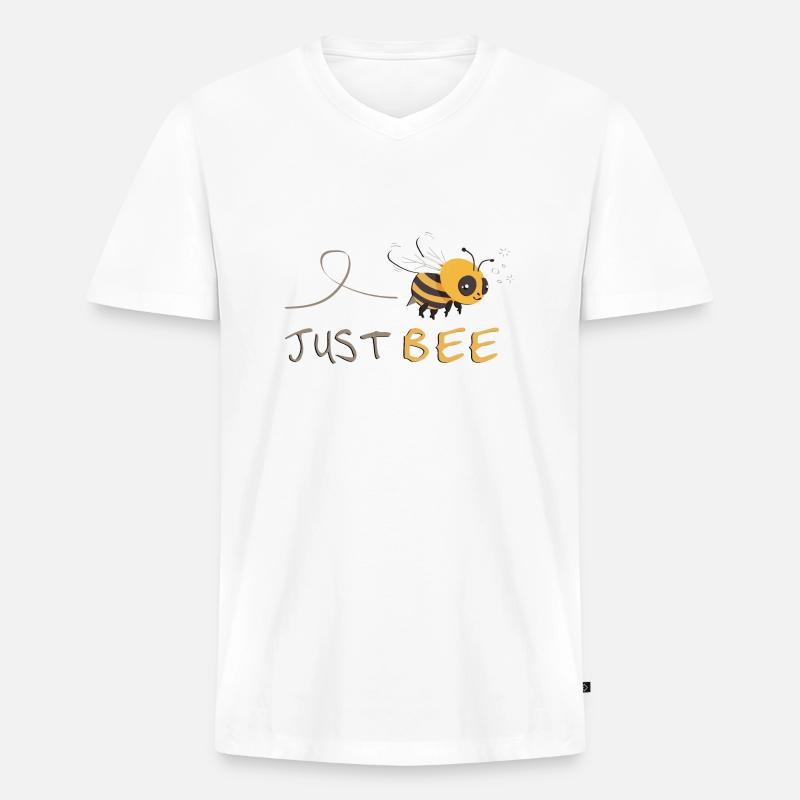 Just Bee - Sei du selbst! - Männer Premium Bio T-Shirt mit V-Ausschnitt - Weiß