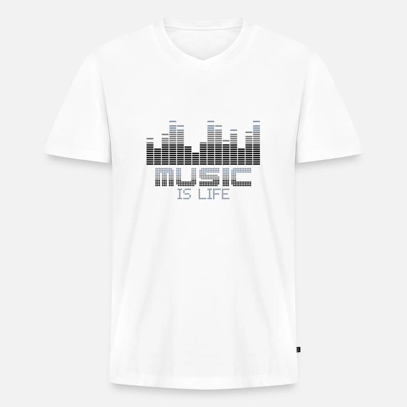 Musik ist Leben-Equalizer - Männer Premium Bio T-Shirt mit V-Ausschnitt - Weiß