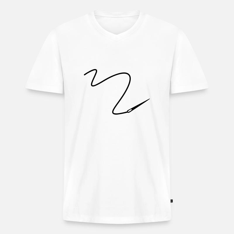 Nadel mit Faden - Männer Premium Bio T-Shirt mit V-Ausschnitt - Weiß