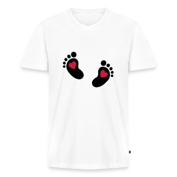 Baby feet - Men's Premium Organic T-shirt with V-neck - white - Front - Nico (187cm)