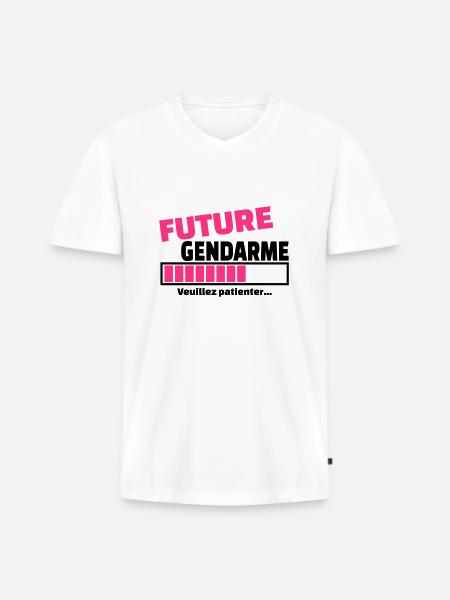 future gendarme - T-shirt encolure en V Premium bio Homme - blanc