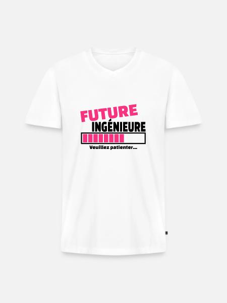 future ingénieure - T-shirt encolure en V Premium bio Homme - blanc