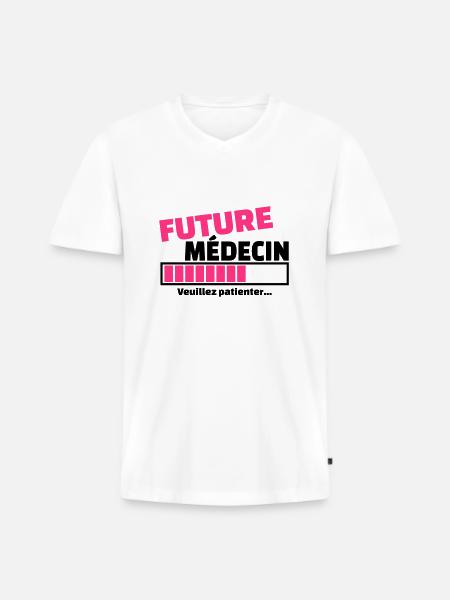 future médecin - T-shirt encolure en V Premium bio Homme - blanc