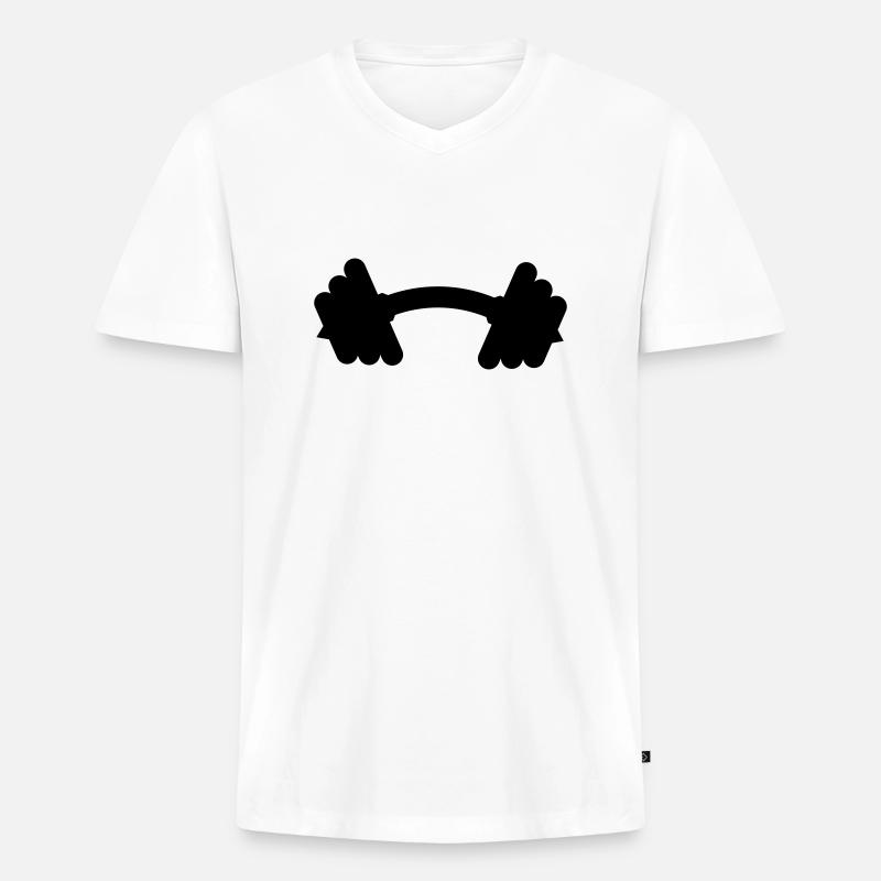 hantel - Männer Premium Bio T-Shirt mit V-Ausschnitt - Weiß