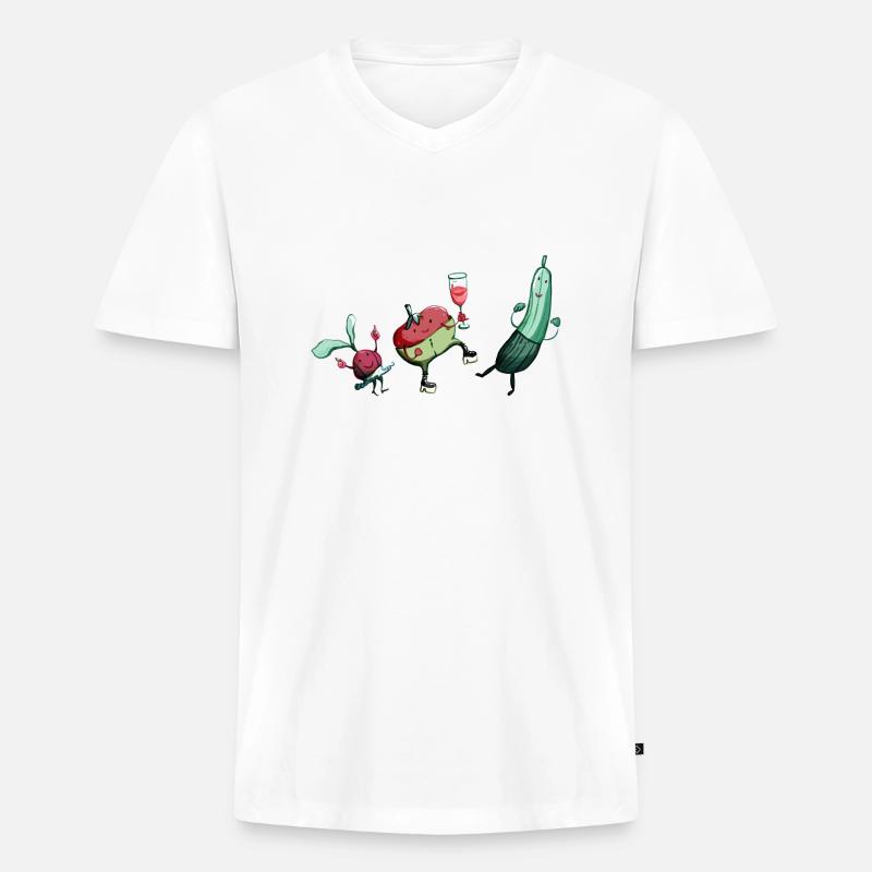 Junges Gemüse - Männer Premium Bio T-Shirt mit V-Ausschnitt - Weiß