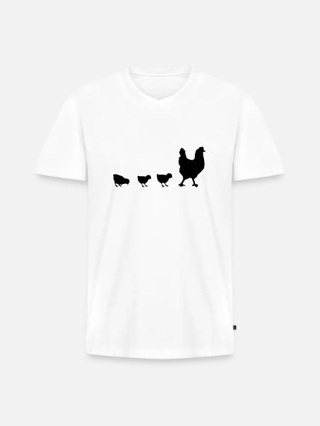 Henne und Küken - Männer Premium Bio T-Shirt mit V-Ausschnitt - Weiß