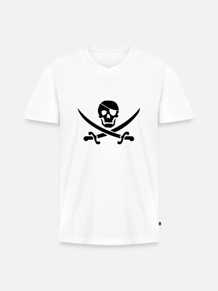 pirat augenklappe - Männer Premium Bio T-Shirt mit V-Ausschnitt - Weiß