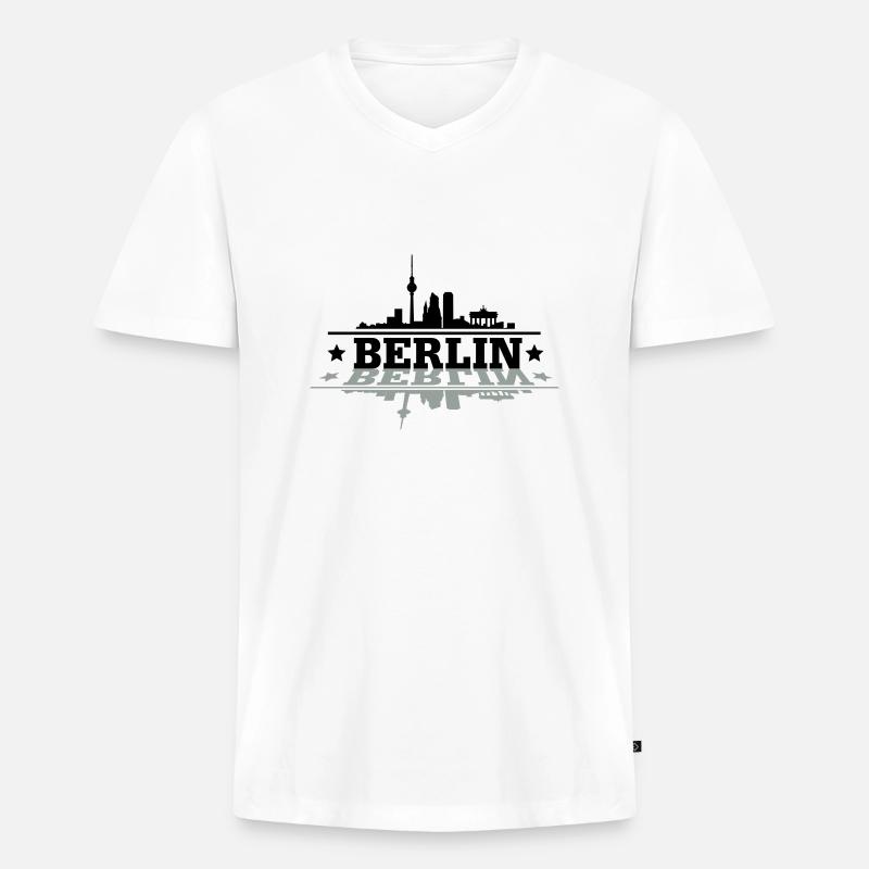 Berlin - Männer Premium Bio T-Shirt mit V-Ausschnitt - Weiß