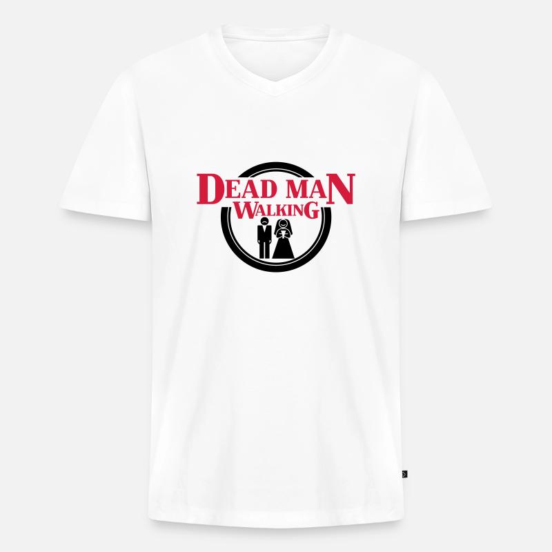 Dead Man Walking - Männer Premium Bio T-Shirt mit V-Ausschnitt - Weiß
