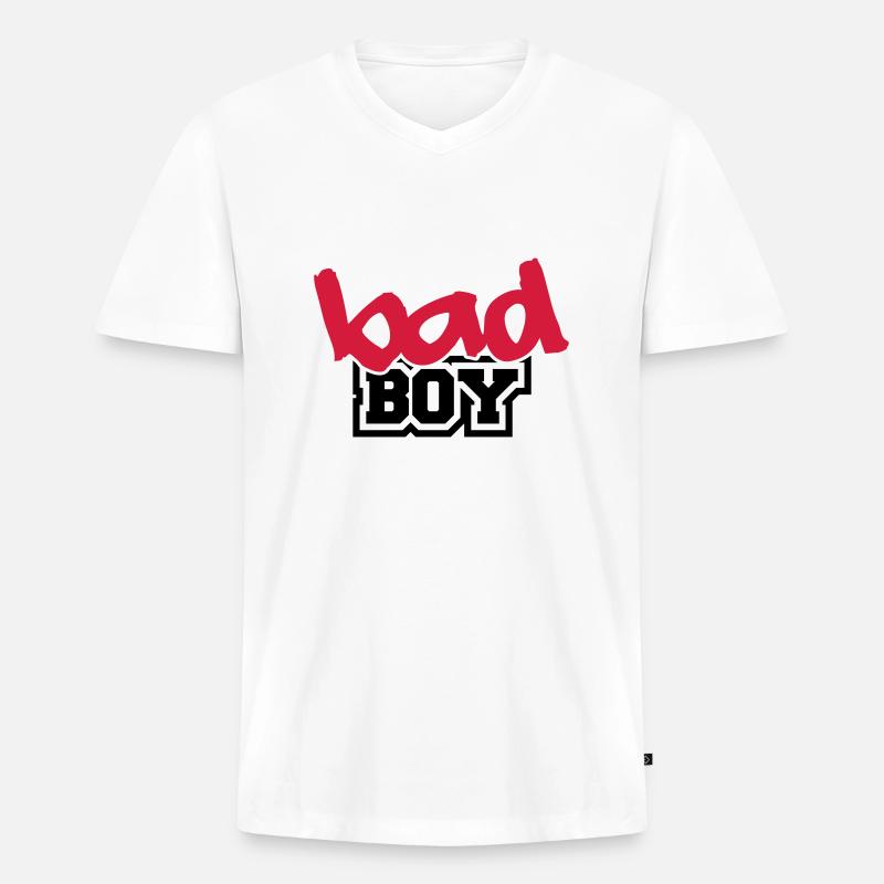 Bad Boy - Männer Premium Bio T-Shirt mit V-Ausschnitt - Weiß