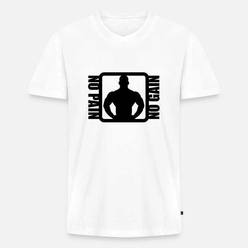 Bodybuilder Logo Design - Männer Premium Bio T-Shirt mit V-Ausschnitt - Weiß