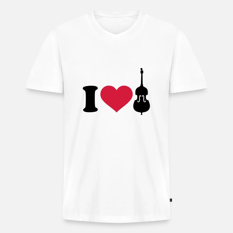 Kontrabass - Männer Premium Bio T-Shirt mit V-Ausschnitt - Weiß