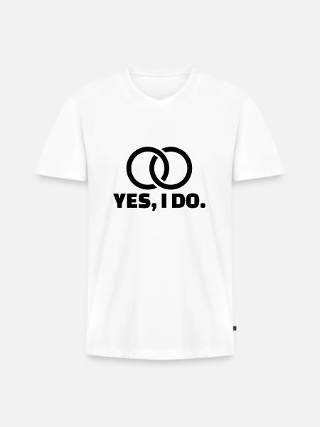 Heiratsantrag - Männer Premium Bio T-Shirt mit V-Ausschnitt - Weiß