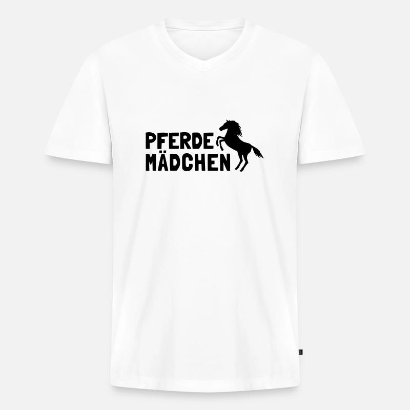 Pferdemädchen - Männer Premium Bio T-Shirt mit V-Ausschnitt - Weiß