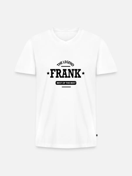 frank - Männer Premium Bio T-Shirt mit V-Ausschnitt - Weiß
