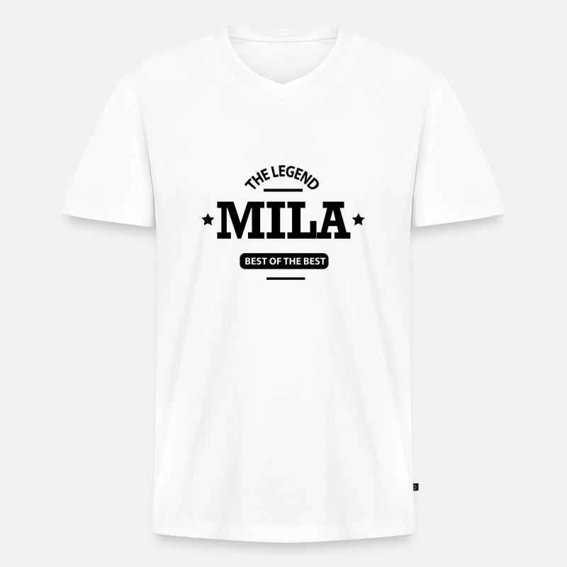 mila - Männer Premium Bio T-Shirt mit V-Ausschnitt - Weiß