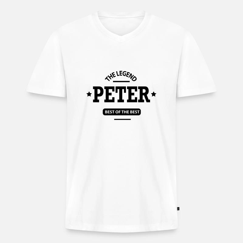 peter - Männer Premium Bio T-Shirt mit V-Ausschnitt - Weiß