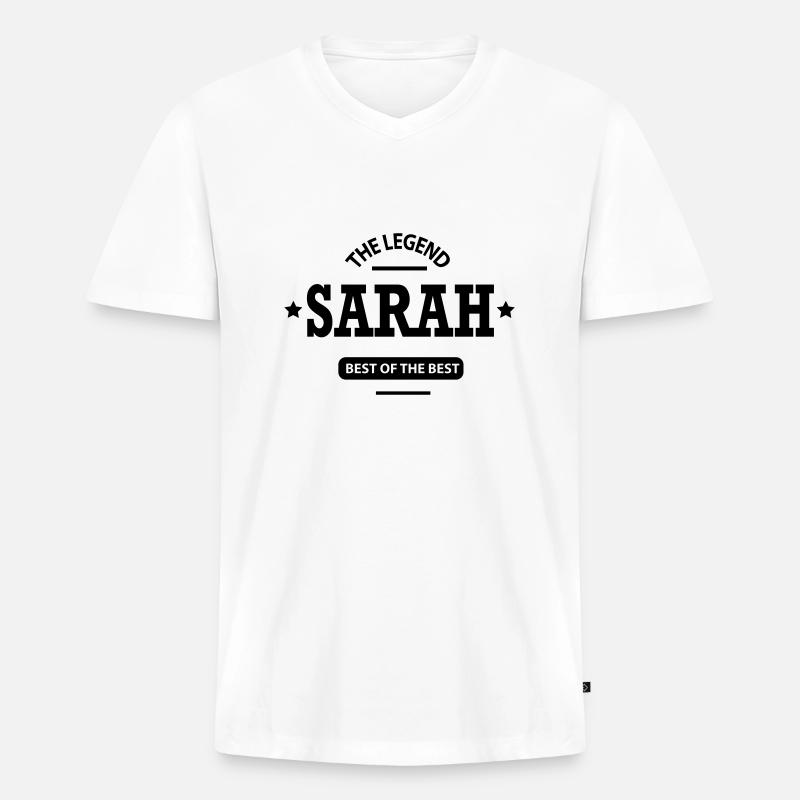sarah - Männer Premium Bio T-Shirt mit V-Ausschnitt - Weiß