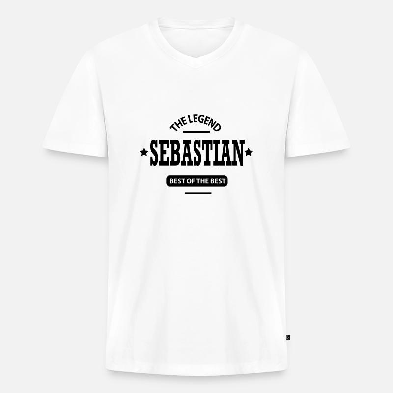 sebastian - Männer Premium Bio T-Shirt mit V-Ausschnitt - Weiß