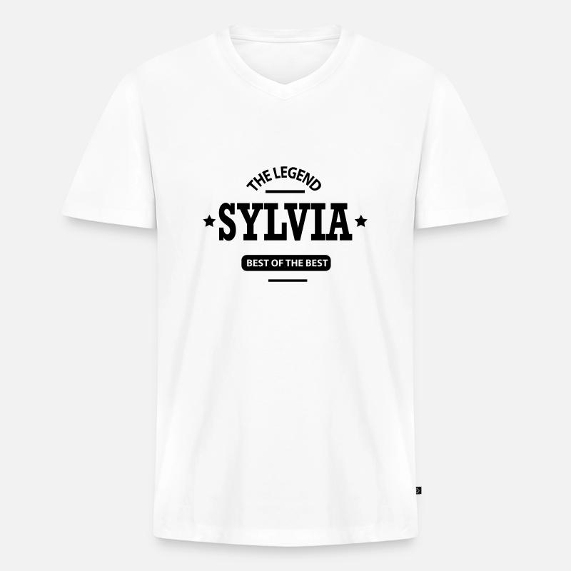 sylvia - Männer Premium Bio T-Shirt mit V-Ausschnitt - Weiß