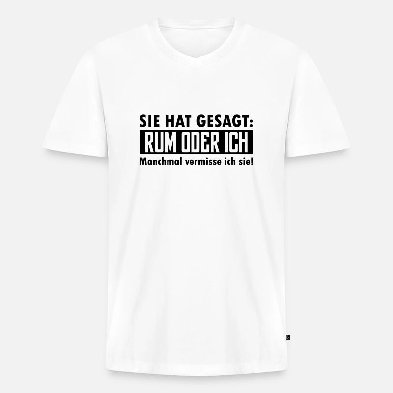 rum oder ich - Männer Premium Bio T-Shirt mit V-Ausschnitt - Weiß
