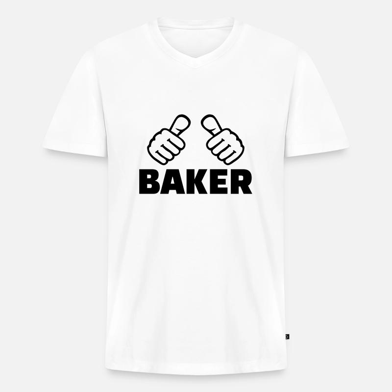 Bäcker - Männer Premium Bio T-Shirt mit V-Ausschnitt - Weiß