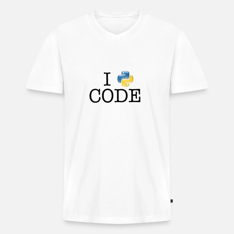 I love code - Python - Men's Premium Organic T-shirt with V-neck - white