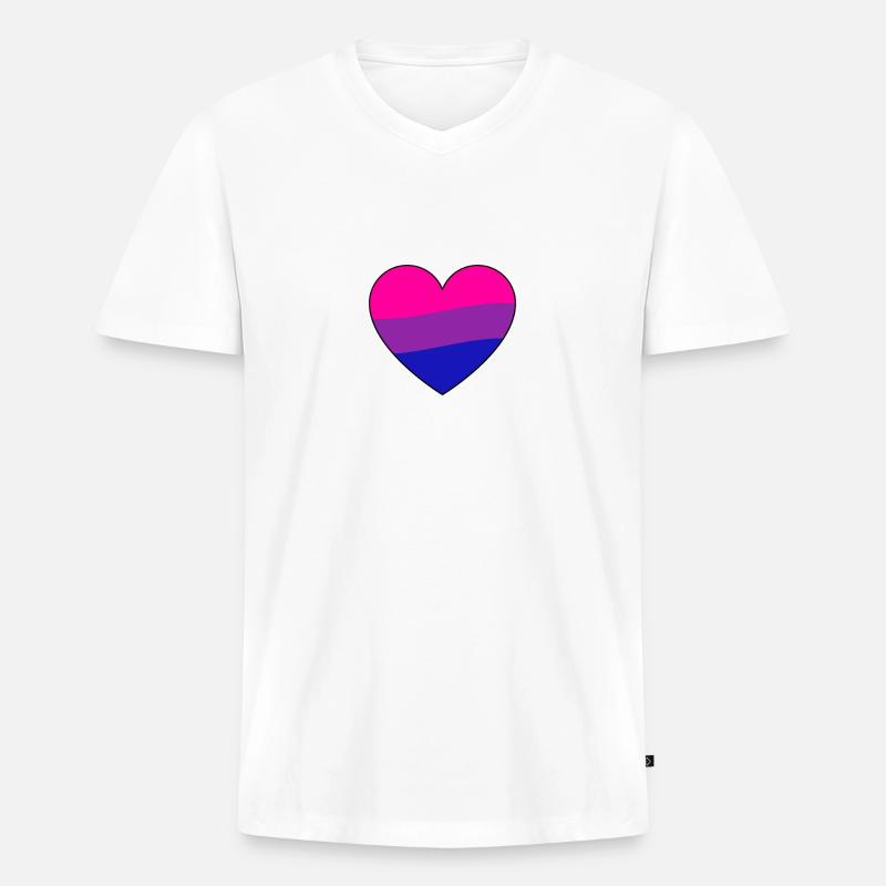 Pride Bisexual - Männer Premium Bio T-Shirt mit V-Ausschnitt - Weiß