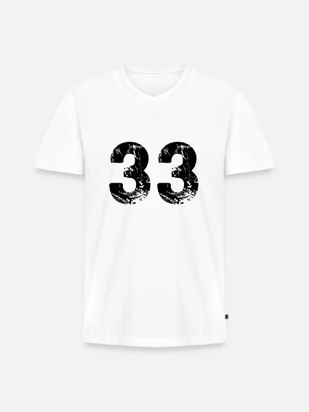 33 - Men's Premium Organic T-shirt with V-neck - white
