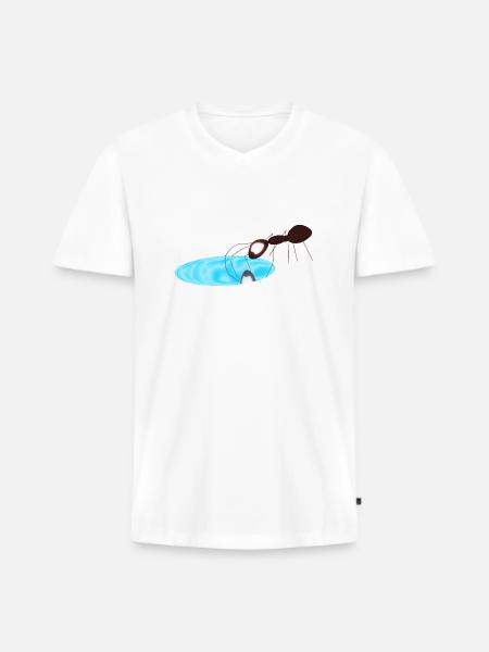 Ant - Men's Premium Organic T-shirt with V-neck - white