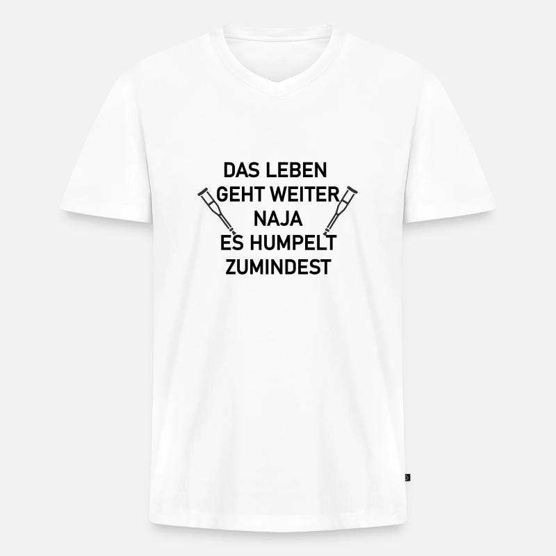 Das leben geht weiter - Männer Premium Bio T-Shirt mit V-Ausschnitt - Weiß
